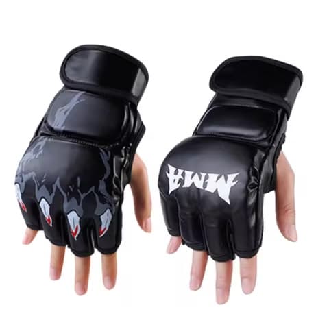 Gants de boxe demi-doigt en cuir PU